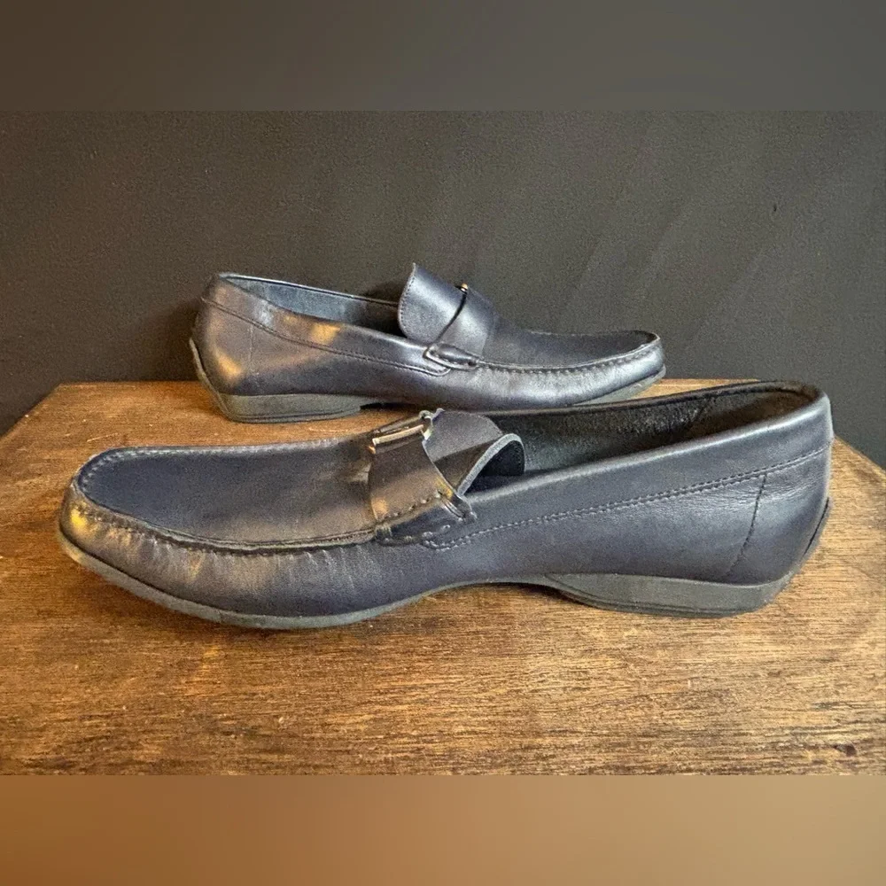 Salvatore Ferragamo Navy Men’s Leather Loafers Size 8.5